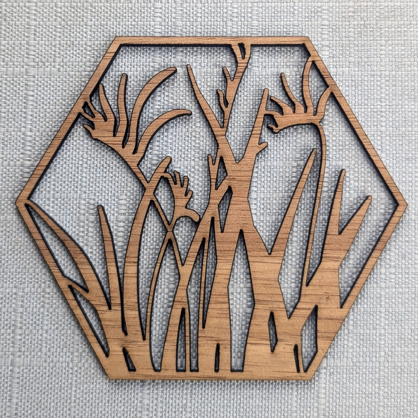 STRAYA ART- Australian Flowers - Wooden Coaster Set