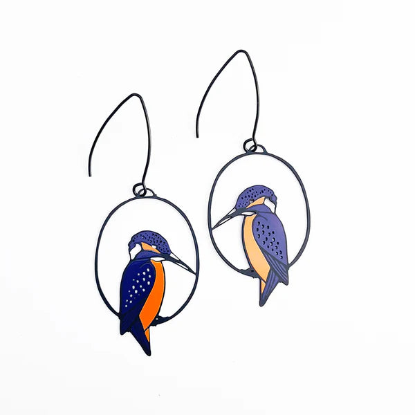 DENZ & CO- Azure Kingfisher in Colour- DANGLE EARRINGS