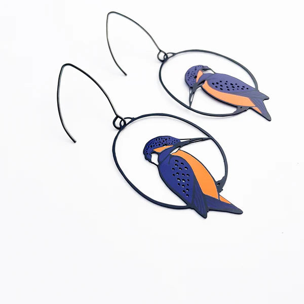 DENZ & CO- Azure Kingfisher in Colour- DANGLE EARRINGS