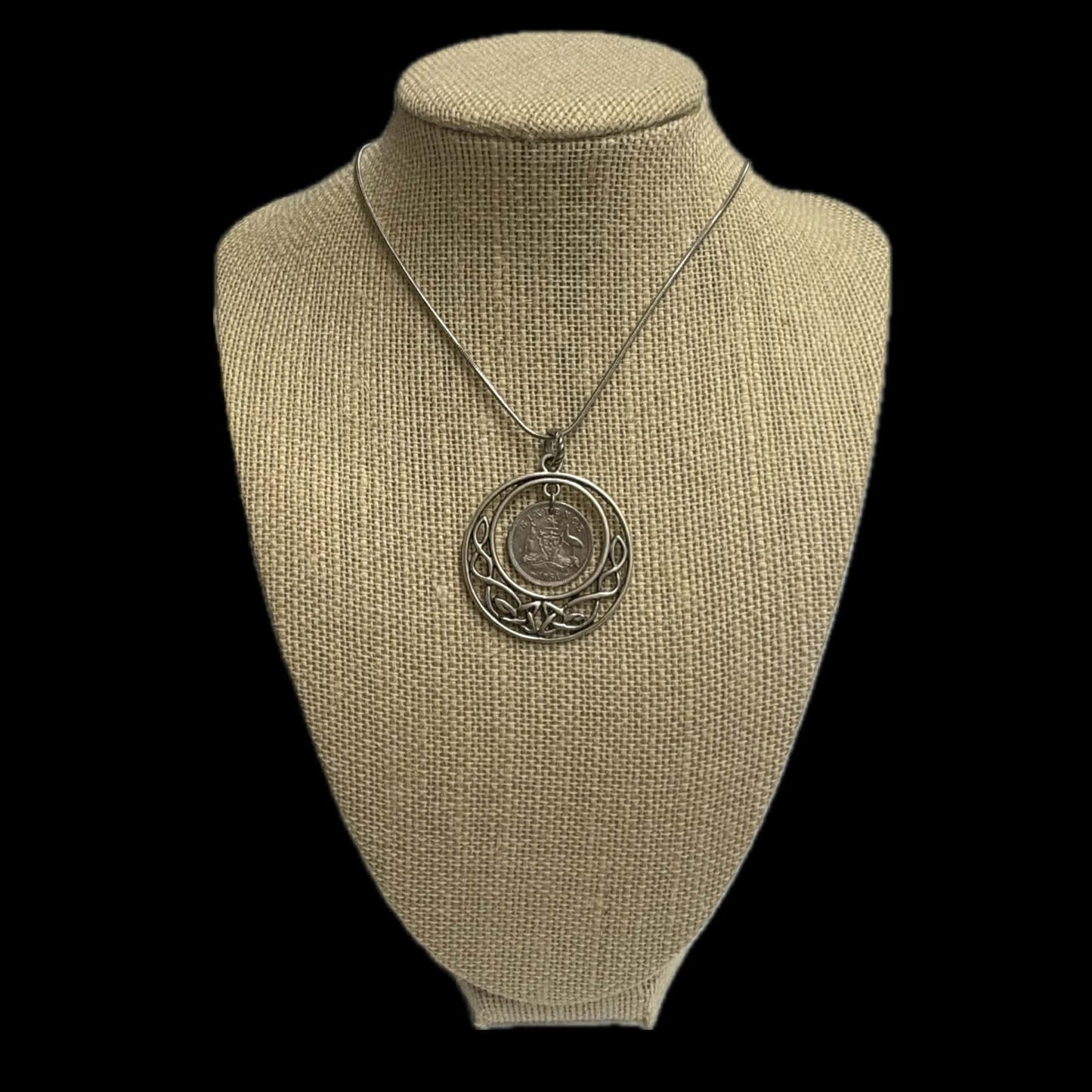 MOLLY MADE- 1951 Sixpence and Celtic Alloy Pendent Necklace