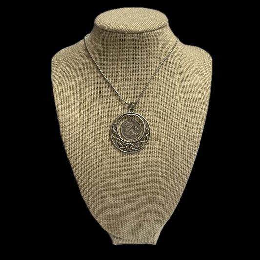 MOLLY MADE- 1951 Sixpence and Celtic Alloy Pendent Necklace