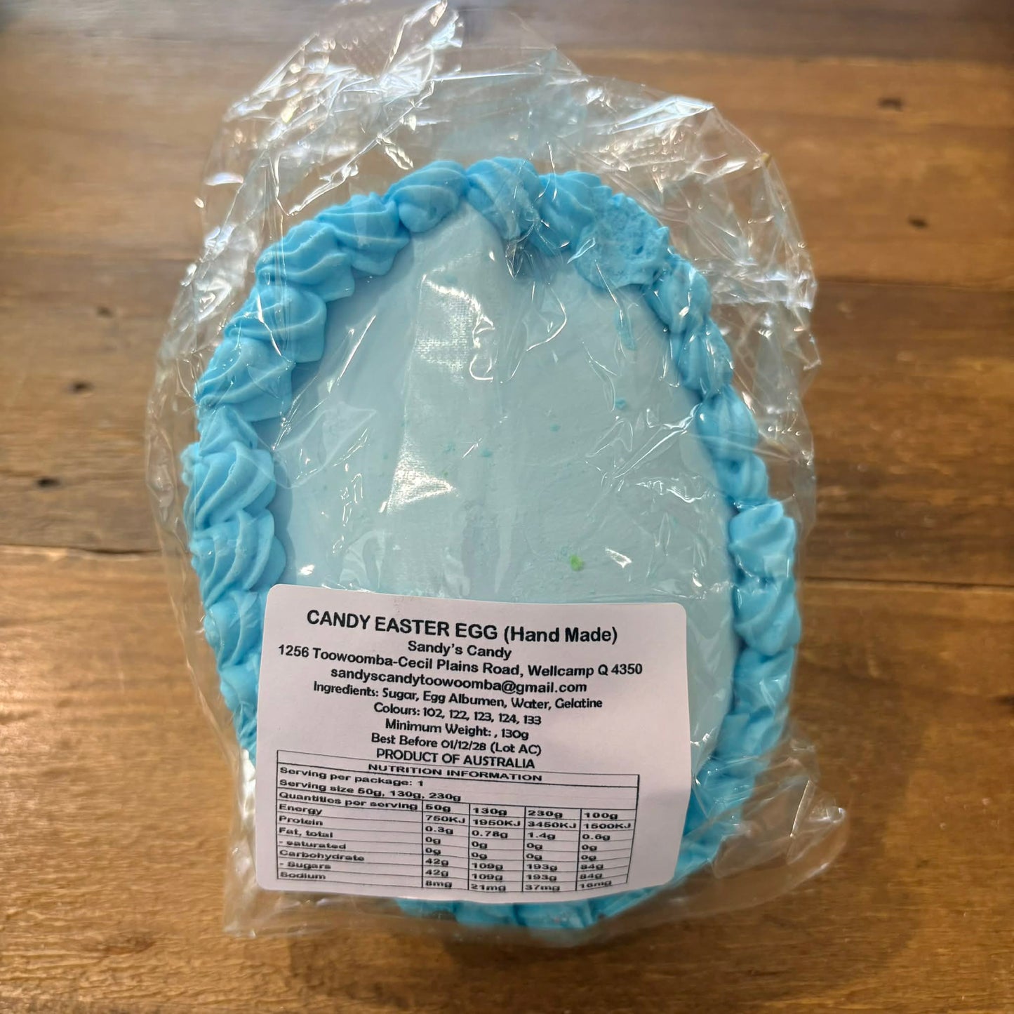 SANDY'S CANDY - BLUEBERRY - HANDMADE CANDY EASTER EGG 130G