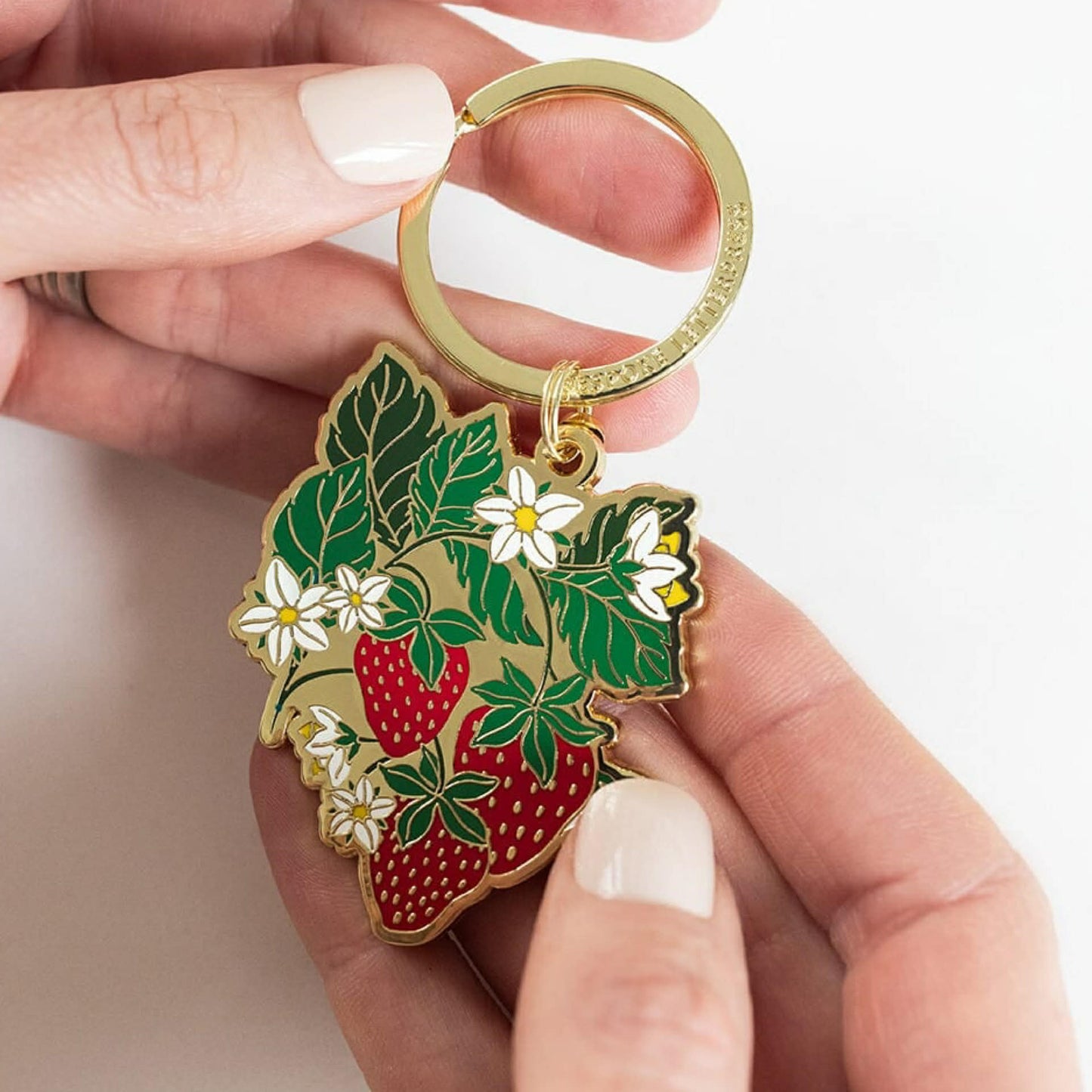 BESPOKE LETTERPRESS - Strawberries - Enamel Key Ring