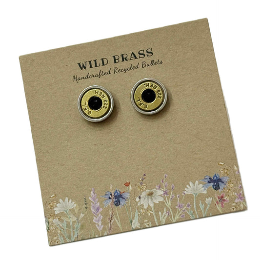 WILD BRASS- Medium Studs- Black Swarovski Crystal
