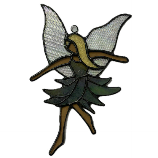 SWAN GLASS -FOREST DANCER FLOWER FAIRY - Stained Glass Ornament
