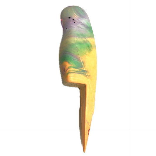 PETE CROMER - RESIN BUDGERIGAR #14 BUBBLEGUM COLOURFUL SWIRL