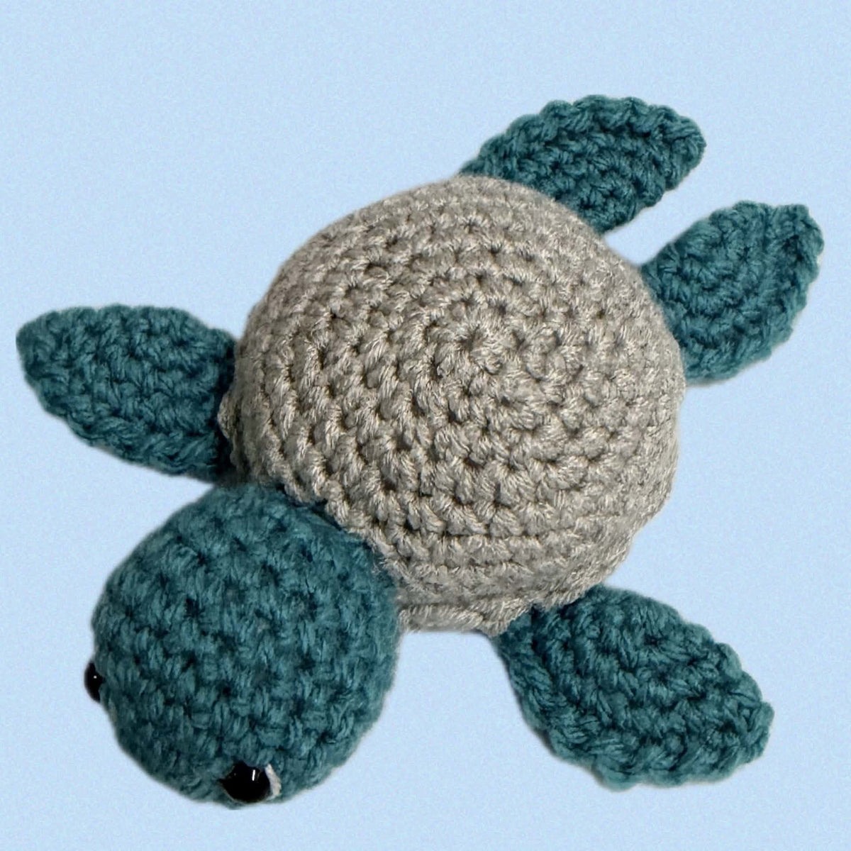 BEAKNITS-Crocheted Turtle - Grey Shell (sage)