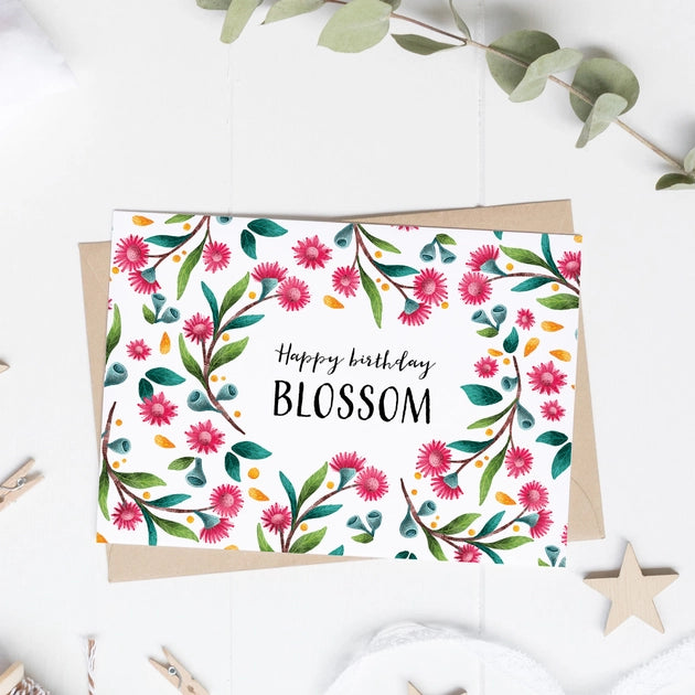 Stray Leaves- Happy Birthday Blossom Card