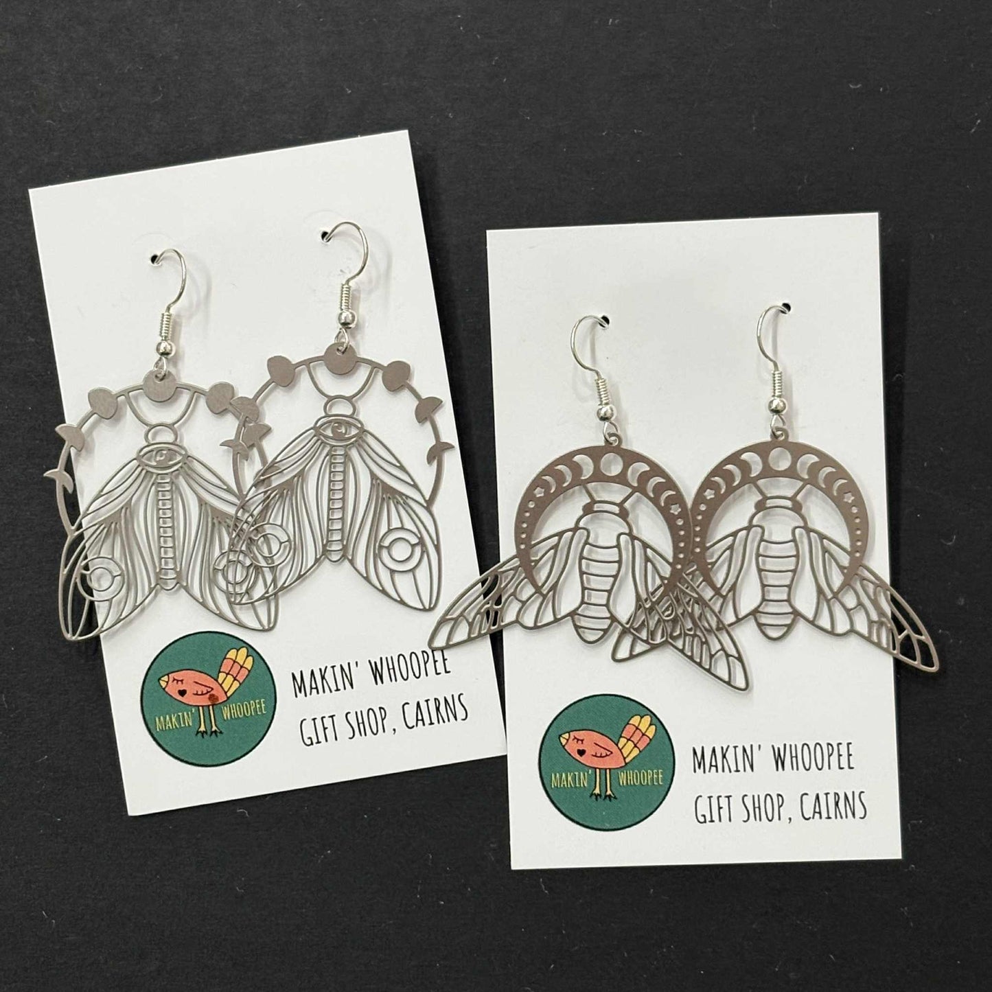 MAKIN' WHOOPEE - "Eclipse Moth" Stainless Steel Earrings