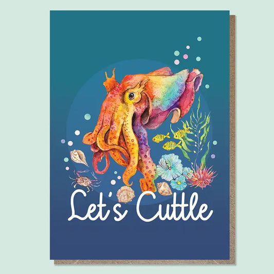 WATERCOLOURS BY CAT- "Let's Cuttle"- Cuttlefish Greeting Card