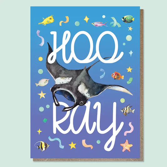 WATERCOLOURS BY CAT- "Hoo-Ray"- Greeting Card