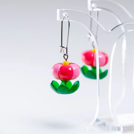 CLAIRE ISHINO- Balloon Bloom Earrings - Watermelon Pink