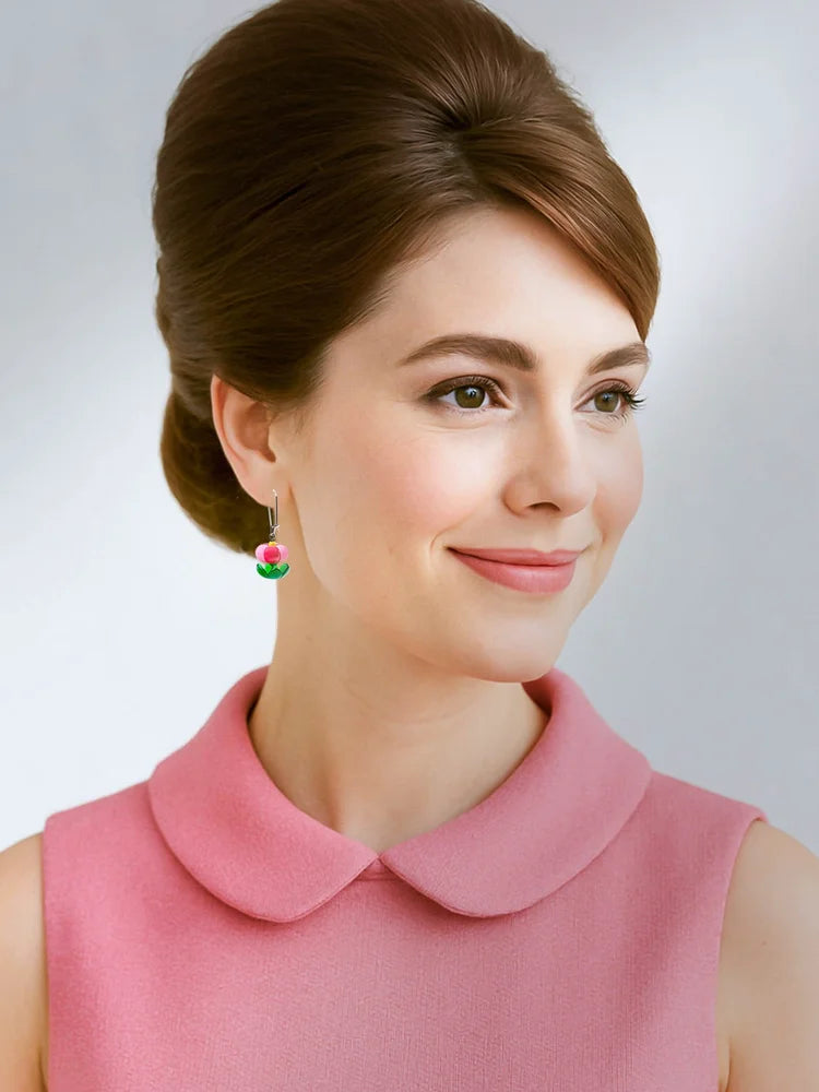 CLAIRE ISHINO- Balloon Bloom Earrings - Watermelon Pink