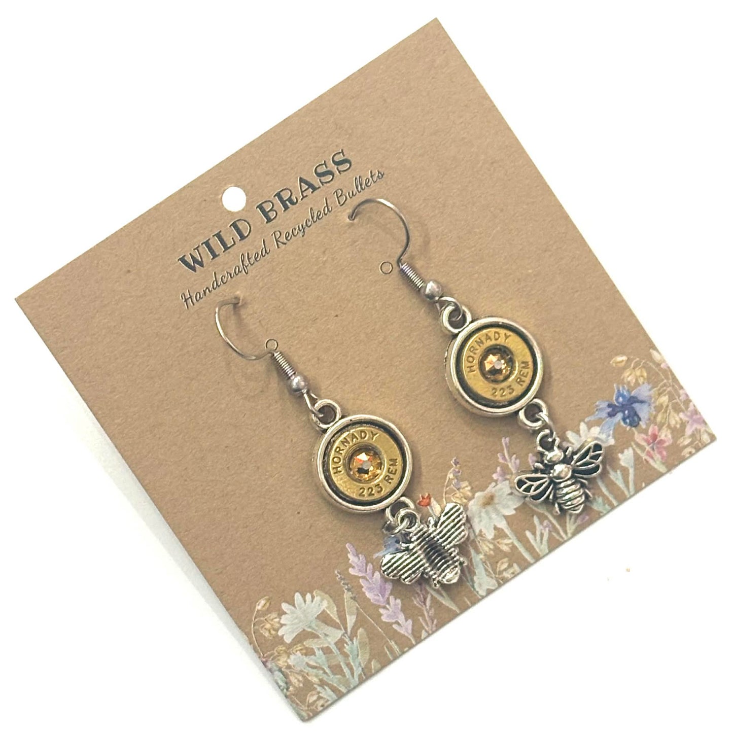 WILD BRASS- Charm Drops- Bee with Champagne Swarovski Crystals (Copy)