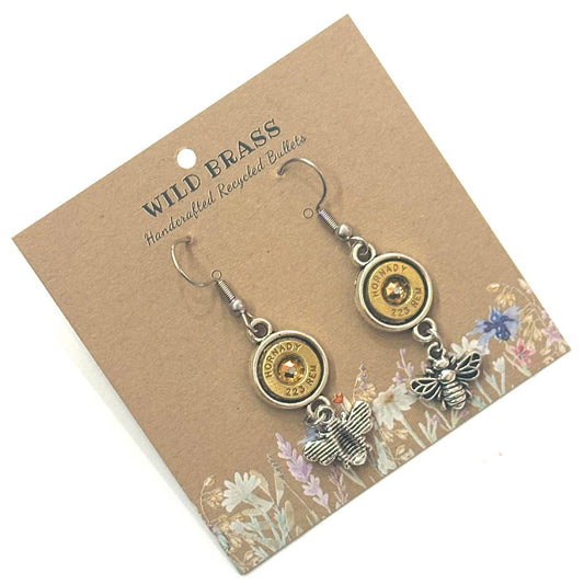 WILD BRASS- Charm Drops- Bee with Champagne Swarovski Crystals (Copy)
