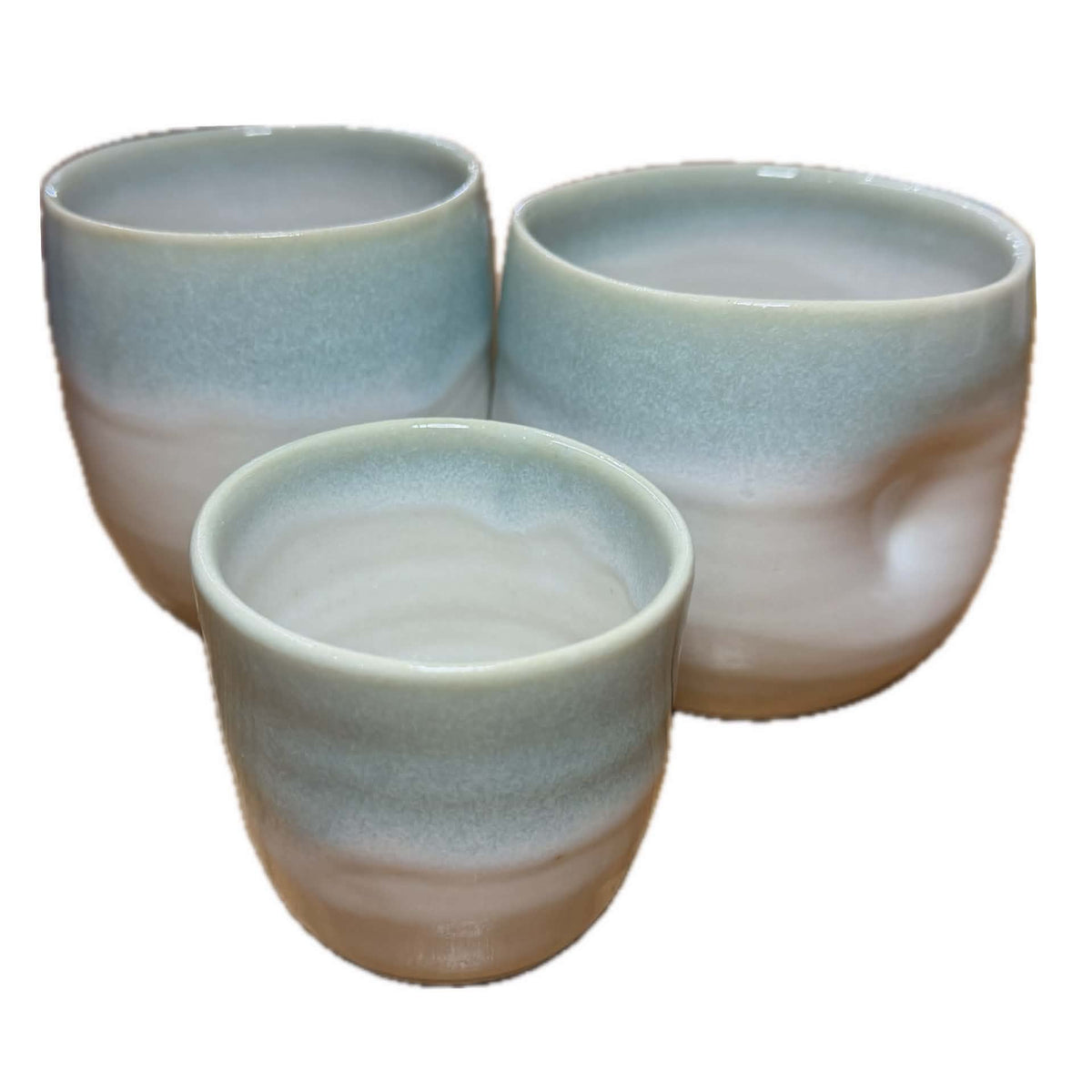 EARTH BY HAND- Latte Mugs - Seafoam Blue Glaze