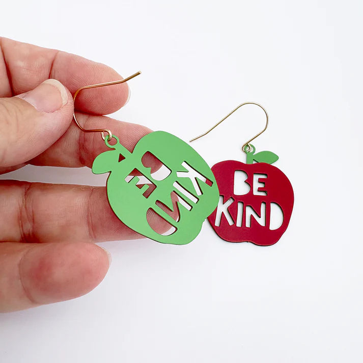 DENZ & CO - Midi Be Kind Apple earrings in Red/Green - DANGLE EARRINGS