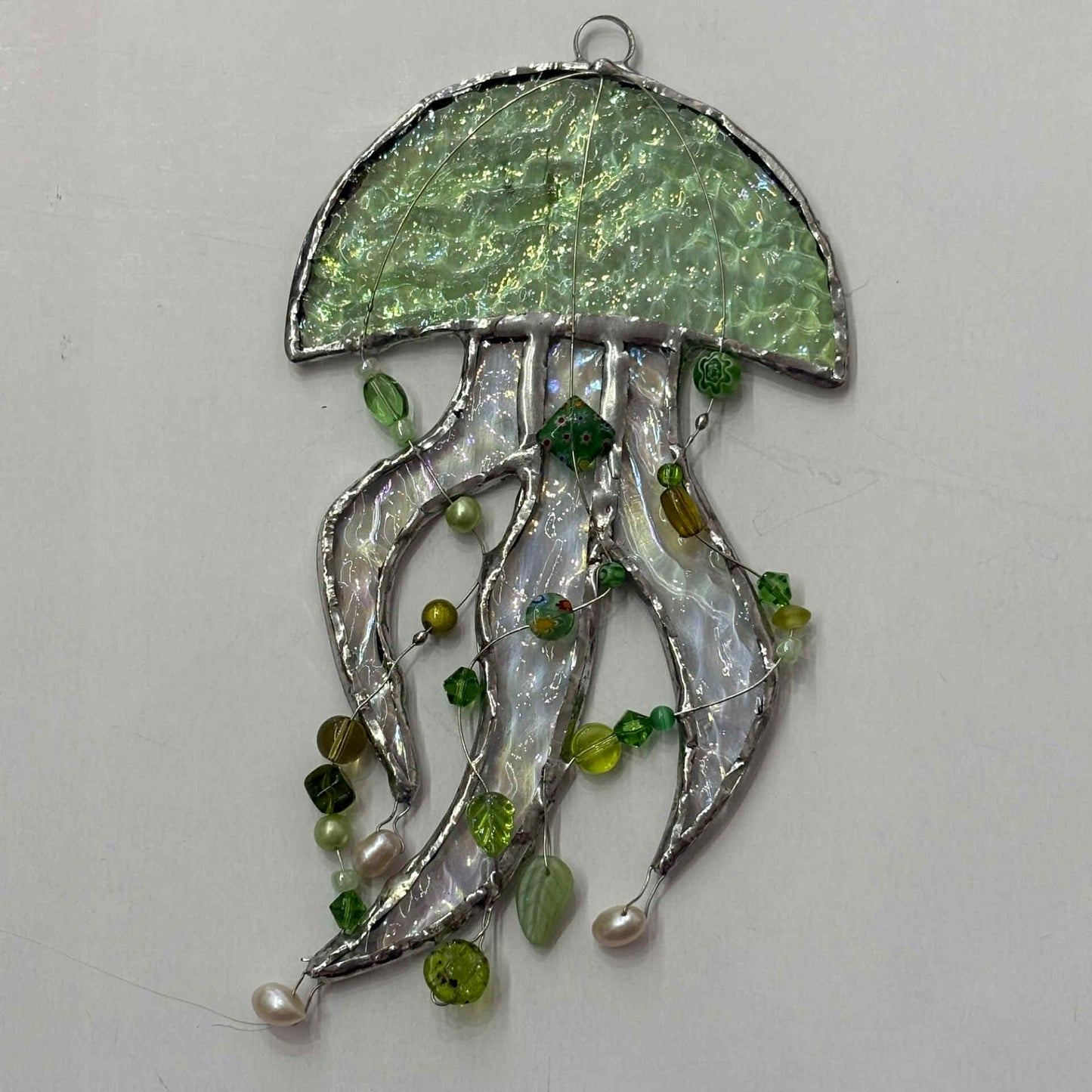 SWAN GLASS -STAINED GLASS JELLYFISH - GREEN