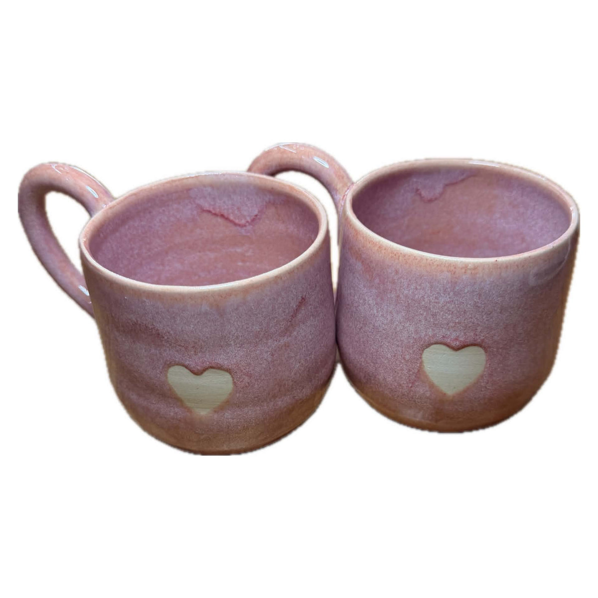 EARTH BY HAND- Hand Painted Pink Heart Glazed Mug