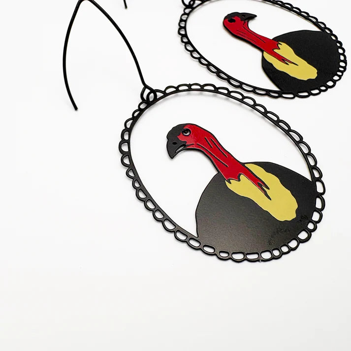 DENZ & CO- Midi Bush Turkey earrings in Black/Red/Yellow - DANGLE EARRINGS