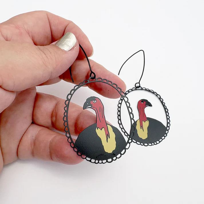 DENZ & CO- Midi Bush Turkey earrings in Black/Red/Yellow - DANGLE EARRINGS