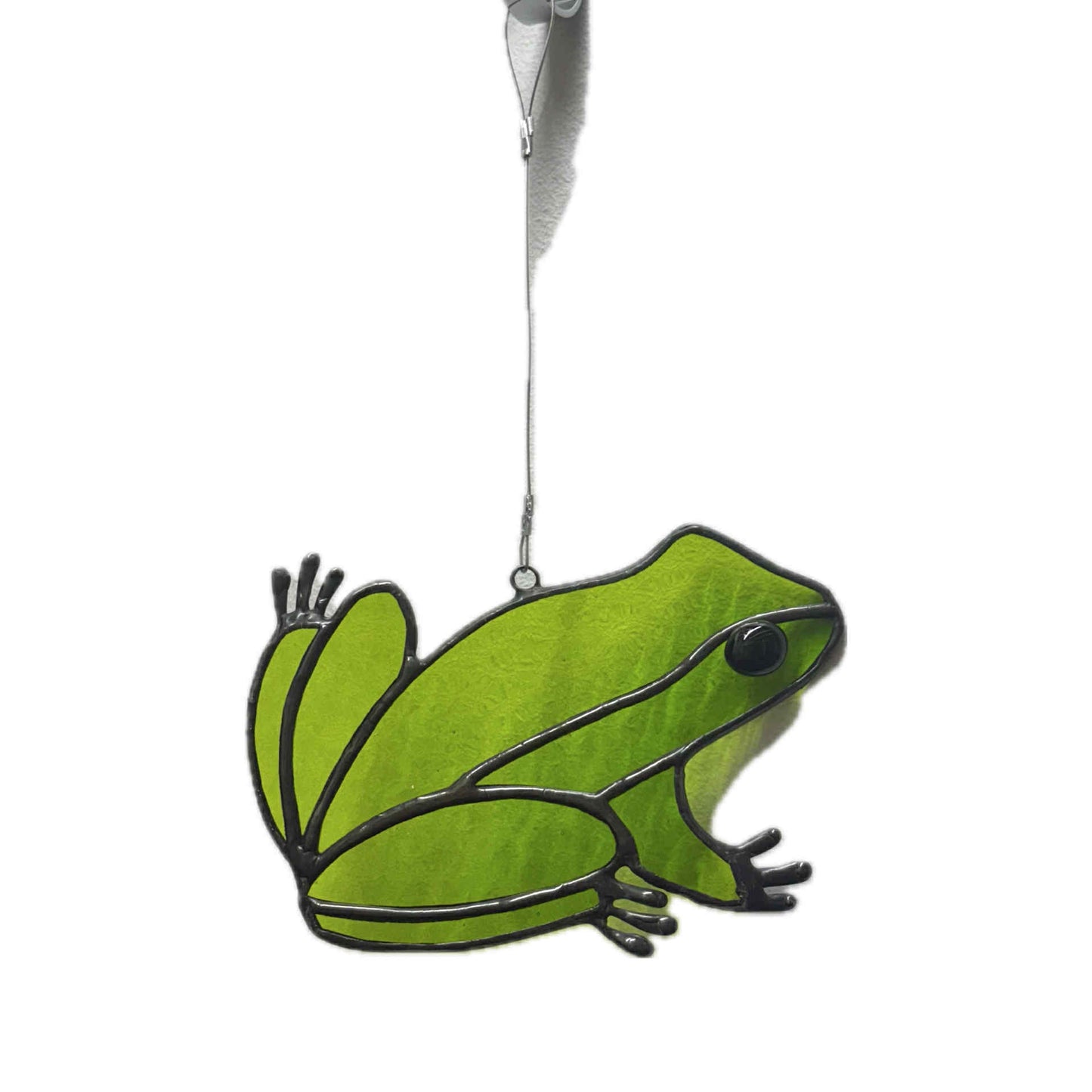 SWAN GLASS - GREEN TREE FROG - Stained Glass Ornament