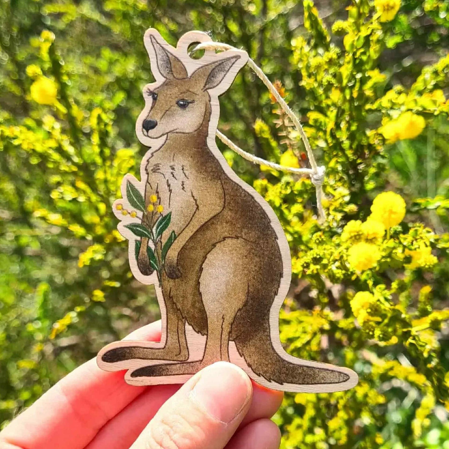 EARTH GREETINGS- Hopping Kangaroo Wooden Decoration