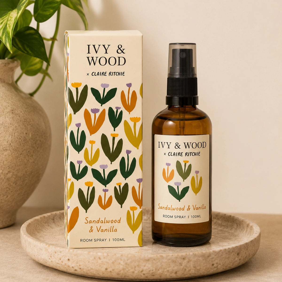 IVY & WOOD - Sandalwood & Vanilla Room Spray - Bloom X Claire Ritche Limited Edition