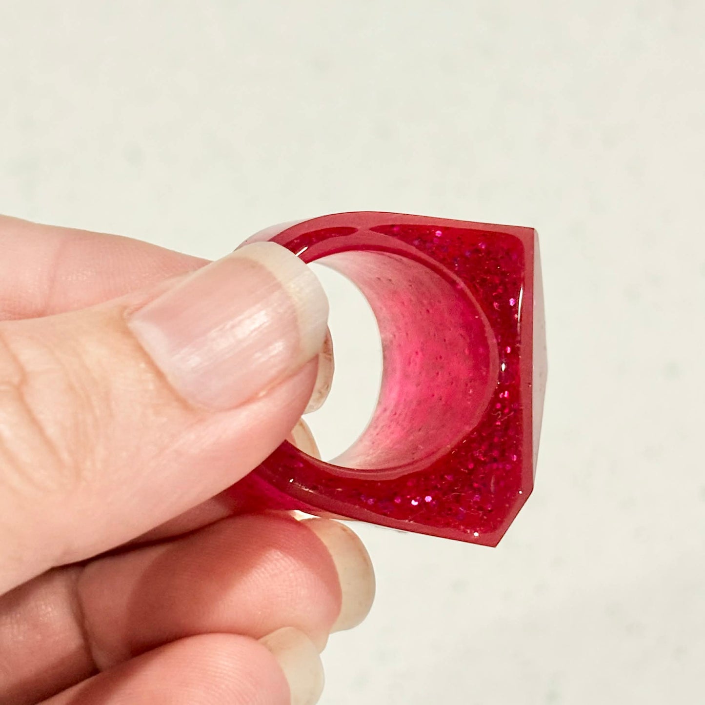 RAY BY DESIGN - Resin Ring Pink Geo