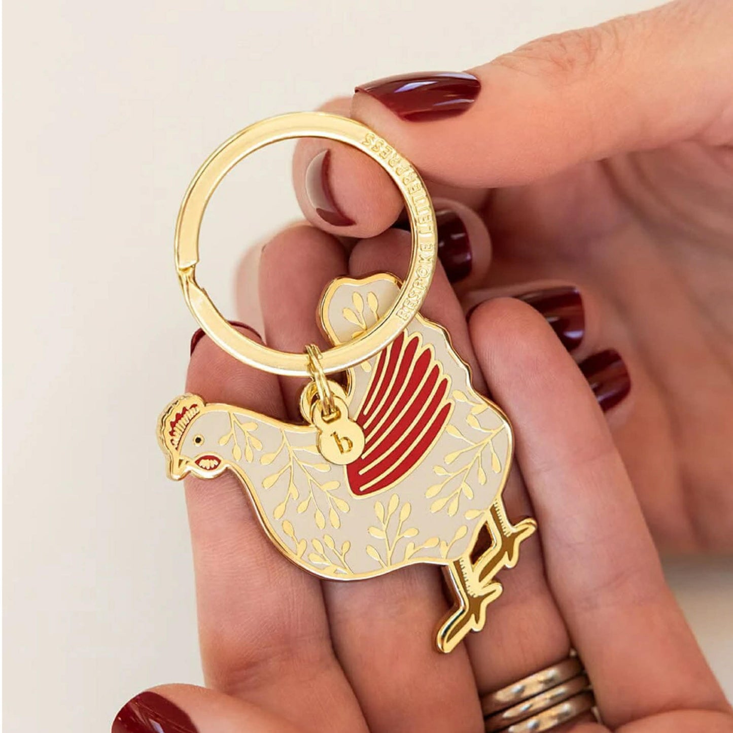 BESPOKE LETTERPRESS - Chicken - Enamel Key Ring