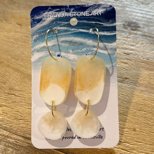 BRENDA STONE ART - Ocean Long Drop Hoop Earrings 3