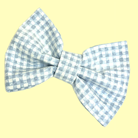 BEAUS AND BANDITS - DOGGY BOW TIE - BLUE GINGHAM - LARGE