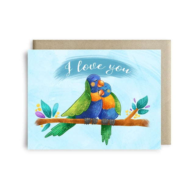 Stray Leaves- "I Love You" Rainbow Lorikeet Card