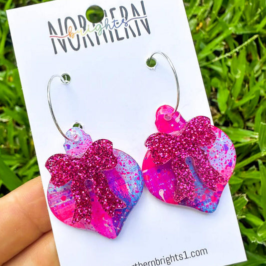 Northern Brights - Bauble Hoops - Mini Pink/Silver