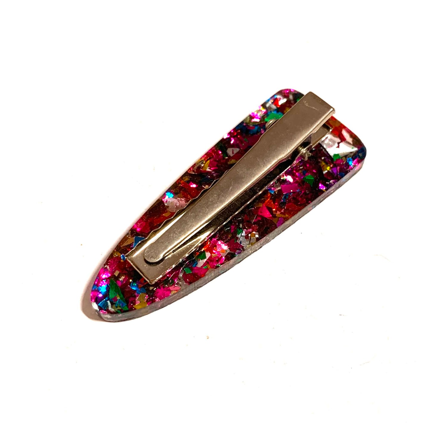 THIS BIRD HAS FLOWN - Rainbow Glitter - Large Acrylic Alligator Hair Clip