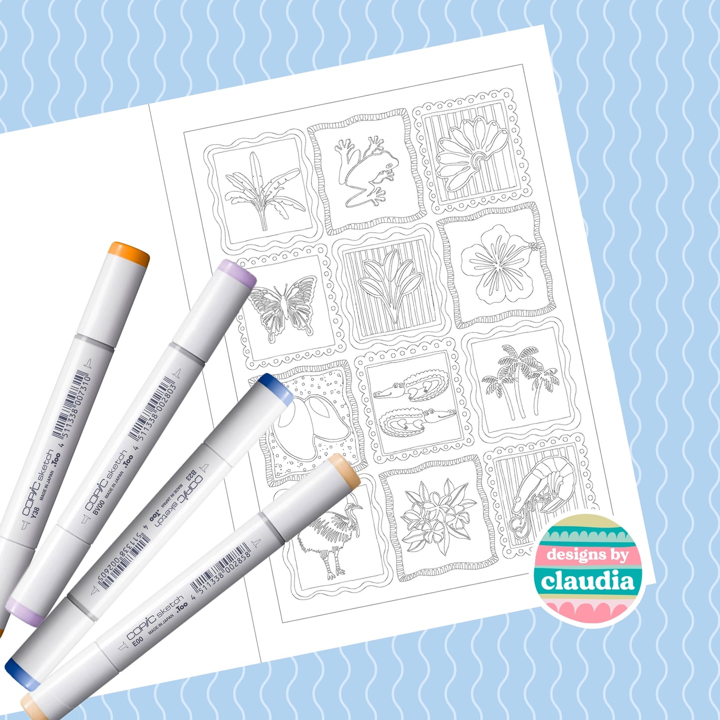 Designs by Claudia - Shapes of The Tropics Colouring Book