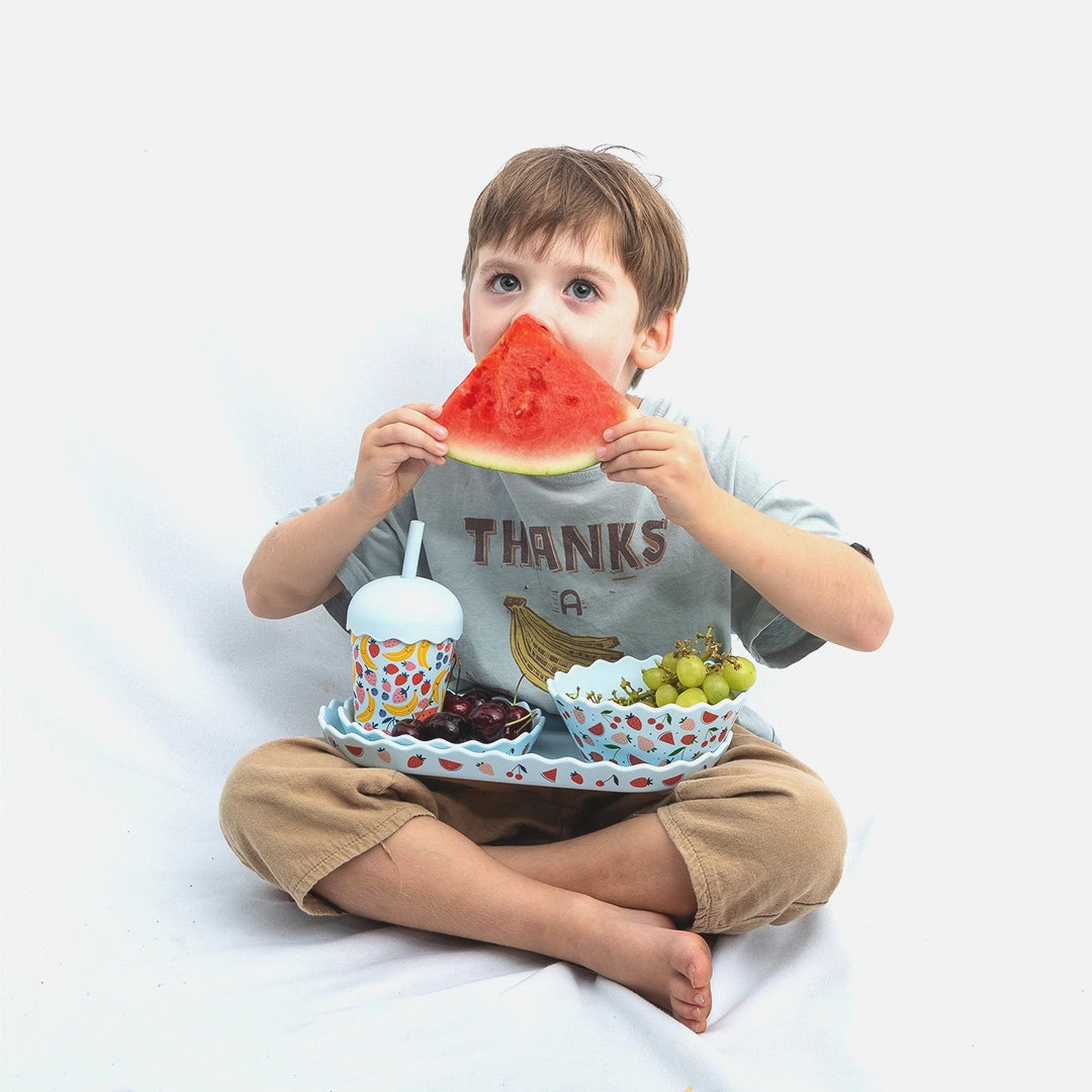 CHINO CLUB- Blue Fruits Silicone Bowl and Plate Set