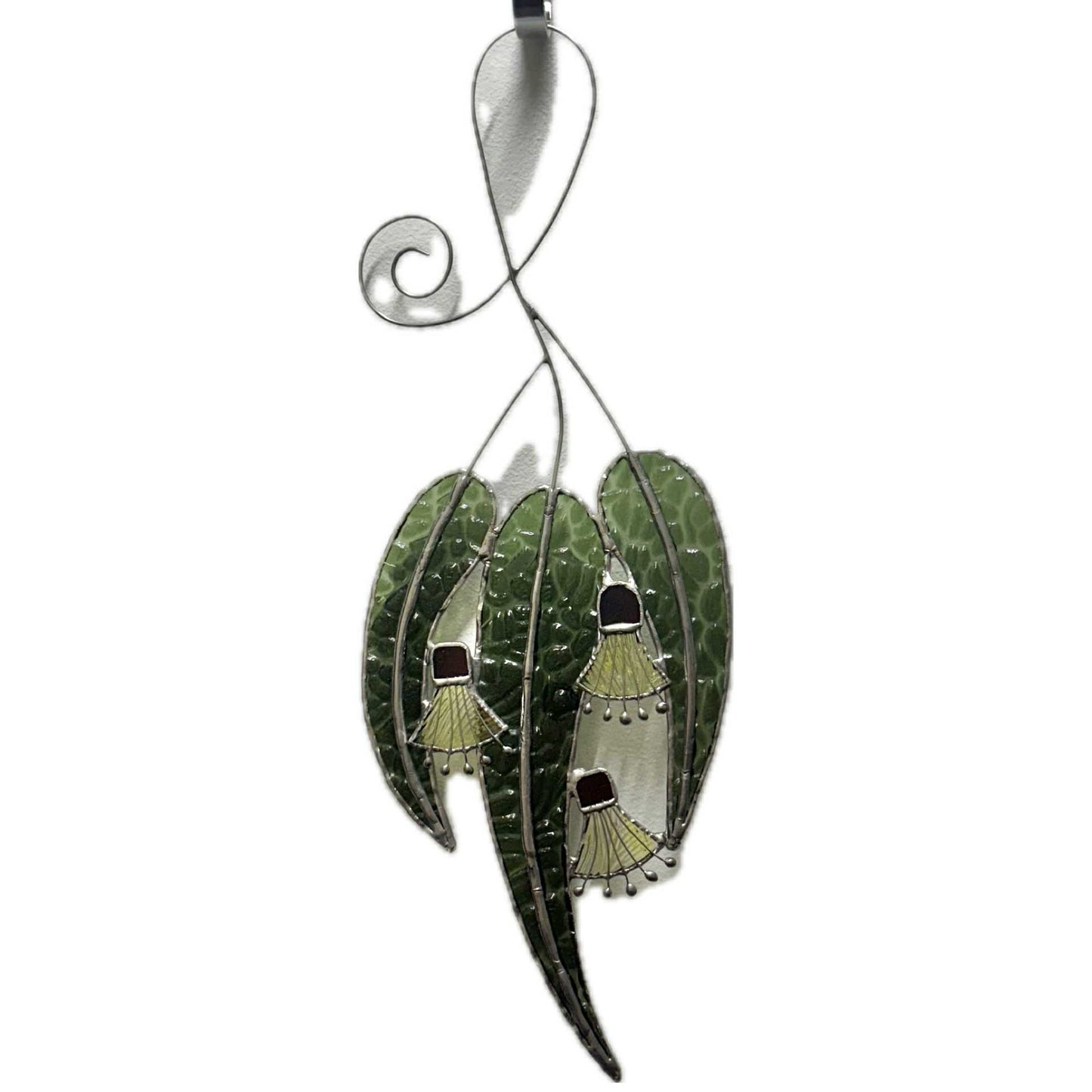 SWAN GLASS -EUCALYPTUS FLOWERS YELLOWS - STAINED GLASS ORNAMENT