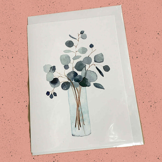 ESZTER'S CREATIONS- "Eucalyptus in Vase"- Greeting Card