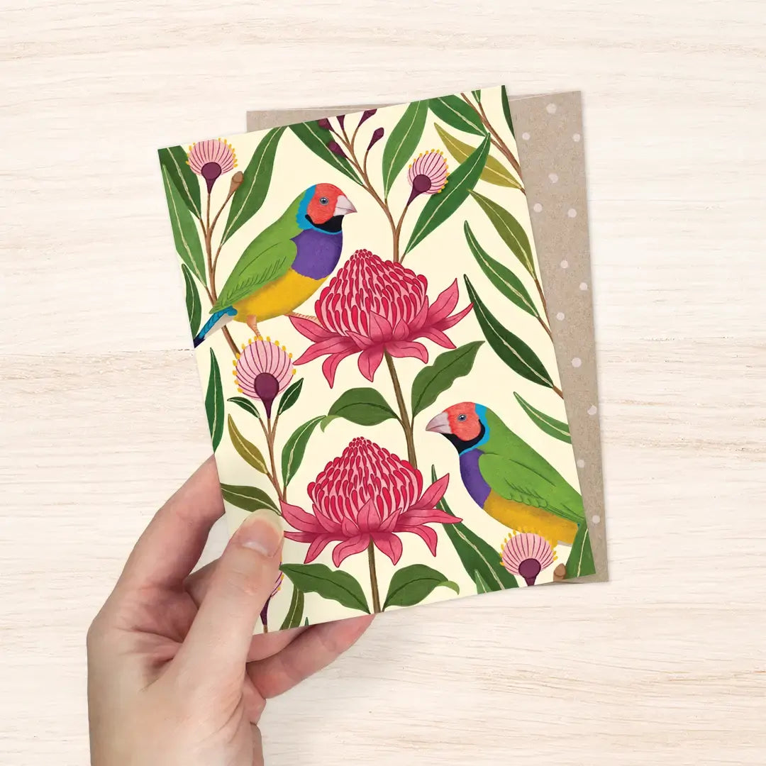 EARTH GREETINGS- Gouldian Finches Card