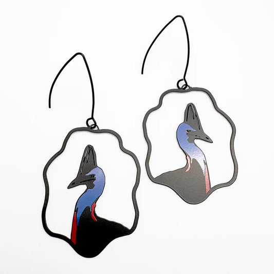 DENZ & CO- Midi Cassowary earrings in Black/Blue/Red - DANGLE EARRINGS