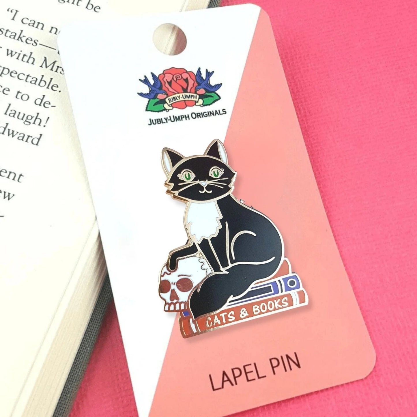 JUBLY-UMPH - "Cats and Books"- Lapel Pin