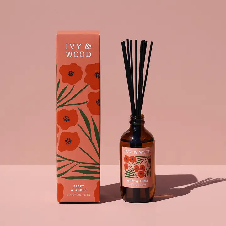 IVY & WOOD - Poppy & Amber Reed Diffuser- Flora Collection