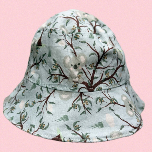 Teacups n Quilts - Koala Fabric Hat - Blue Background - Kids Size XXS