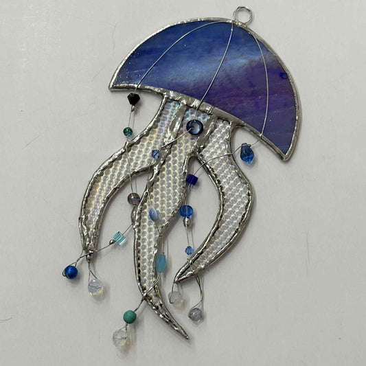 SWAN GLASS -STAINED GLASS JELLYFISH - PURPLE & BLUE