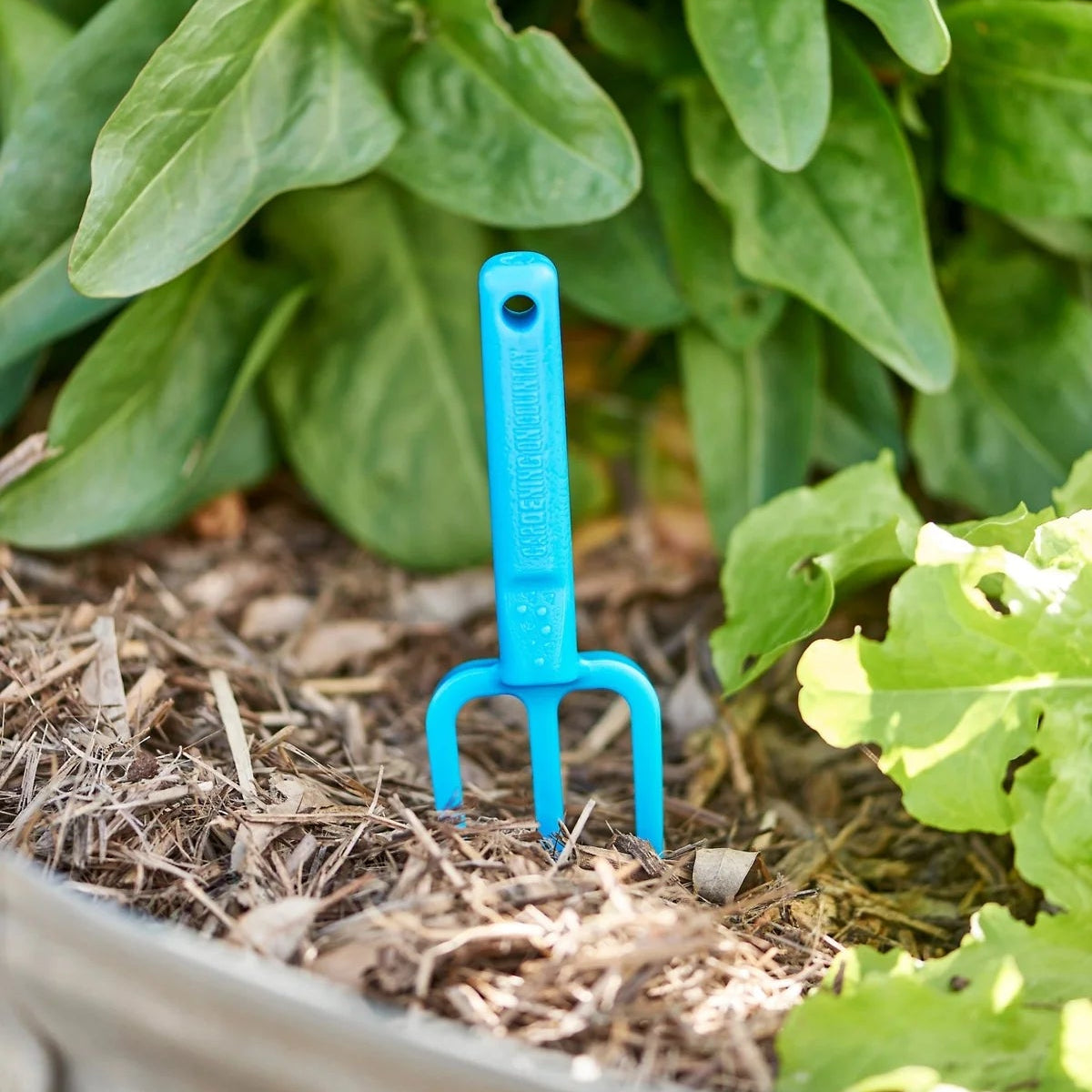GARDENING ON COUNTRY - Chicky Kids Garden Fork Ulysses Blue — Recycled Plastic, Australian Made