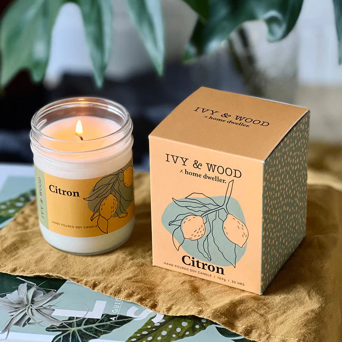 IVY & WOOD - Citron Scented Candle 'Homebody' Collection