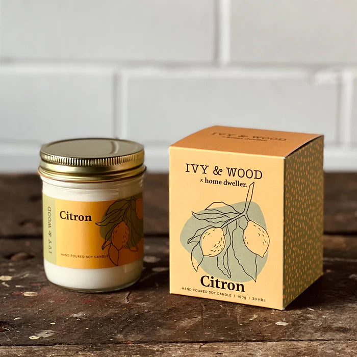 IVY & WOOD - Citron Scented Candle 'Homebody' Collection