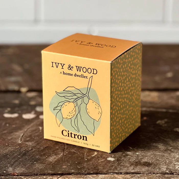 IVY & WOOD - Citron Scented Candle 'Homebody' Collection