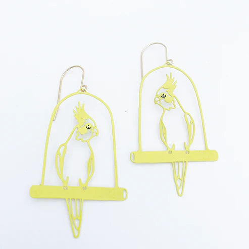 DENZ & CO - "Cockatiel" IN LEMON - DANGLE EARRINGS